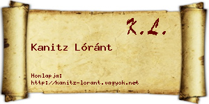Kanitz Lóránt névjegykártya